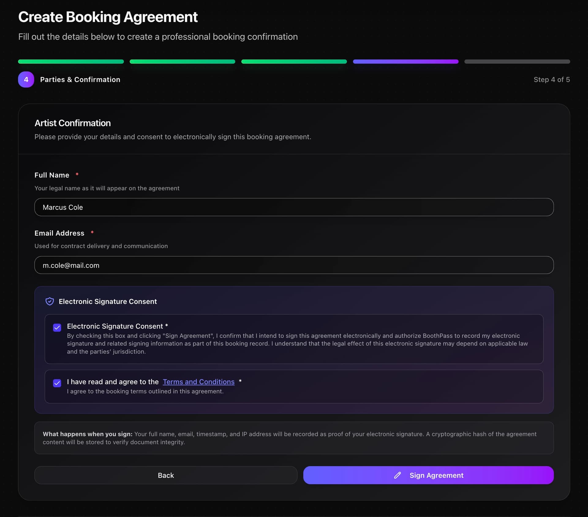 BoothPass Signing Interface